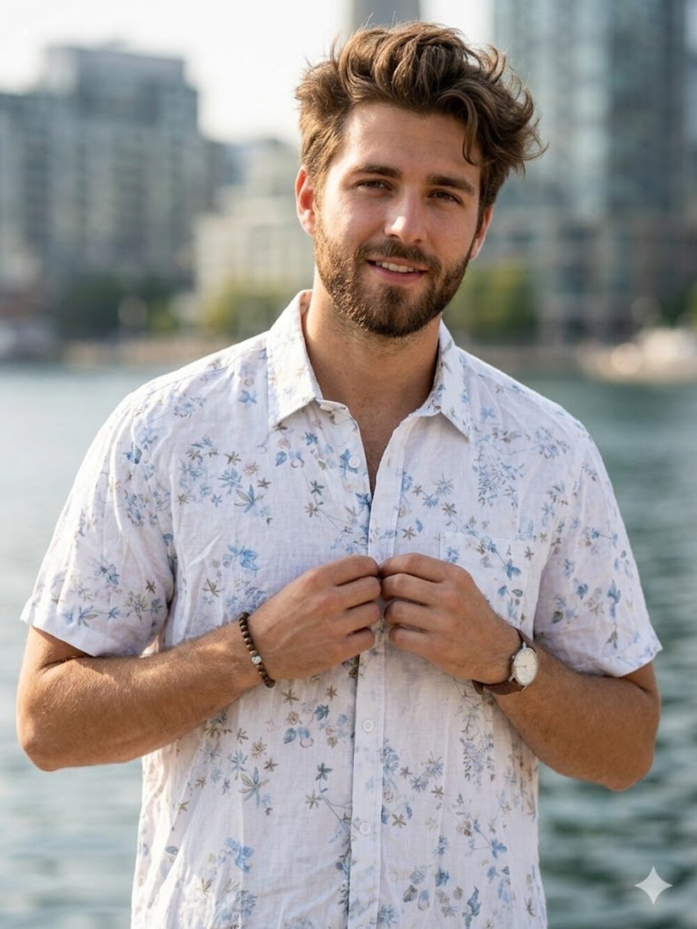 Projek Raw Men's Floral Linen Blend Short Sleeve Shirt Size XL